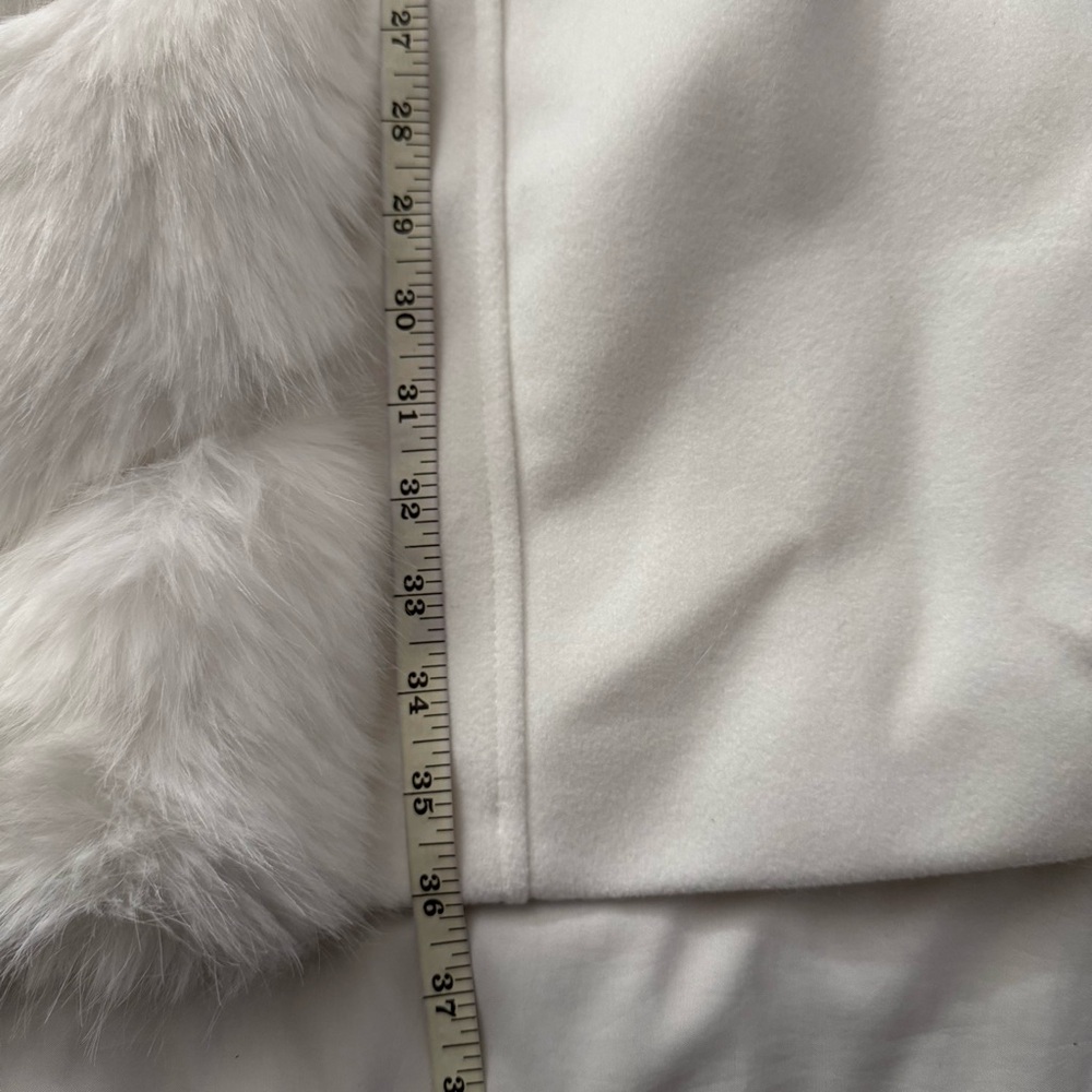 White removable faux fur belted wrap pea coat - Picture 11 of 12
